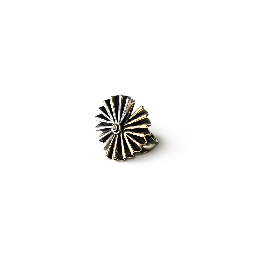 Double 'fan' ring bicolor VENTAGLI | AN TONDO ZIRCAGBR